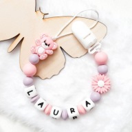 Personalizowana zawieszka do smoczka z imieniem łańcuszek klips