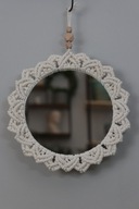 Lustro niebarwione fi 20cm, makramowe, ozdobne, rękodzieło, oplot: ecru