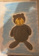 Obraz na płótnie 55x38 malowany miś dziecko unikat rękodzieło