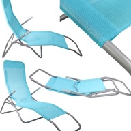 LEŻAK OGRODOWY PLAŻOWY METALOWY NIEBIESKI STABILNY MOCNY TARAS BALKON PLAŻĘ