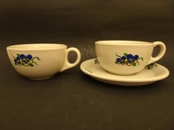 Lubiana, filiżanki 2 szt i spodek, porcelit Prl, filiżanki prl