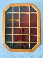 Witryna Ścienna Drewniana Oszklona Vintage Retro Szafka Kolekcjonerska