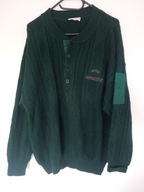 HOM Paris włoski sweter wełniany butelkowa zieleń r XXL