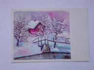 Obraz - pejzaż zimowy - pocztówka włoska