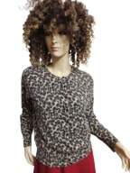 SWETER wełniany z angorą w panterkę 38/40