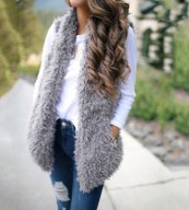 KAMIZELKA z misia baranka lamy szara futrzana