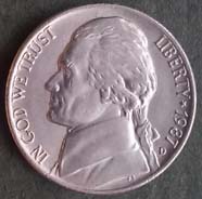 5 centów - 1987 "D" USA - T. Jefferson - Denver