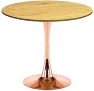 OKRĄGŁY STÓŁ LUGANO| Blat jasny dąb| Miedziana noga 70cm