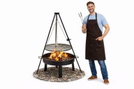 RUSZT STALOWY GRILL NA OGNISKO TRÓJNÓG DUŻE SOLIDNE PALENISKO OGRODOWE 80cm