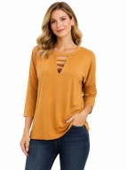 New Look żółta bluzka rękaw 3/4 XS 34 tunika oversize