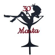 topper na tort personalizacja WYBÓR KOLORÓW KRÓLOWA W KIELISZKU!!!