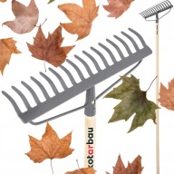 GRABIE METALOWE OGRODOWE GRABKI 18-ZĘBNE WZMOCNIONE DREWNIANY TRZON 154 CM