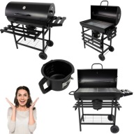 GRILL WĘGLOWY DUŻY OGRODOWY ZAMYKANY Z POKRYWĄ PRZENOŚNY KÓŁKA TERMOMETR