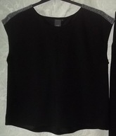 ICHI Komplet CZARNY BLUZKA i SPODNIE z LAMPASAMI M 38