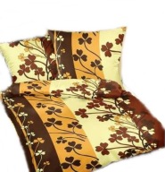 pościel z satyny 200x220 + 2x70x80 guzik S Koniczyna brąz b-x