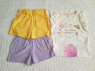 Cool Club spodenki 2szt fiolet i żółte i 2 bluzki roz 128-140