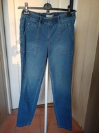 spodnie dżins strecz tchibo 40 jeggins na gumie ze średnim stan niebieskie