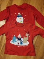 Śliczne bluzki zestaw świąteczne 2 szt 74 cm 6-9 m