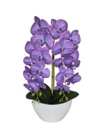 Sztuczny Storczyk w Doniczce fioletowy Dwa Pędy Orchidea Dekoracja