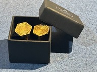 ZŁOTE SPINKI DO MANKIETÓW DELIKATNE Z LAT 80 TYCH