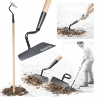 MOTYKA OGRODOWA TRAPEZOWA METALOWA Z TRZONEM DREWNIANYM DO KOPANIA GRACA