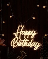 Happy Birthday Napis LED Neon Żółty Girlanda Świetlna Urodziny