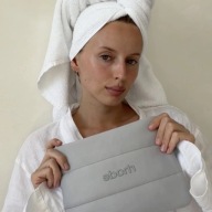 Rhod e miękka pojemna kosmetyczka Bubble kolor szary z logo 24/18cm pudełko