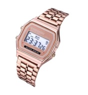 ZEGAREK ELEKTRONICZNY LCD RÓŻOWE ZŁOTO, STYL RETRO