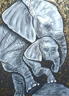 Słoń obraz malowany ręcznie duży Anpi 70x50 /75PatrykMit