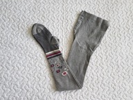 Gatta rajstopy szare i różowe kwiatki nowe roz 128