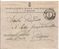KRAKÓW -POWIATOWA KASA OSZCZĘDNOŚCI -koperta -stempel Podgórze 1902 rok