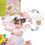 DREWNIANE MEBELKI DLA LALEK 22 EL ZESTAW DO ZABAWY DLA DZIECI DO DOMKU