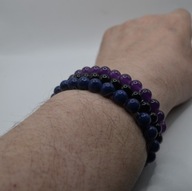 Zestaw bransoletek lapis lazuli 10 mm + ametyst + onyks