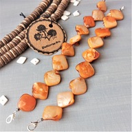 SURF Bransoletka pomarańcz masa perłowa hematyt stal BlackberriesArts 19 cm