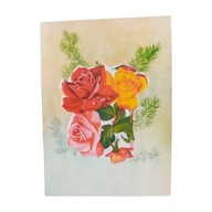 Ręcznie wycinana, warstwowa kartka z kwiatowym wzorem. PRL.