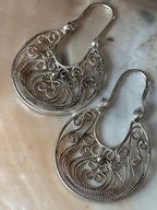 Imago Artis Kolczyki stare srebrne podkowy wiszące filigran PRL