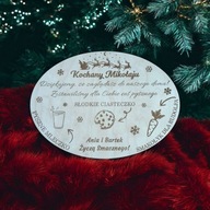 Drewniany Grawerowany Talerzyk, Tacka na przysmaki dla Świętego Mikołaja