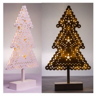 BIAŁA CHOINKA LAMPKA LED 39x21 cm NA BATERIE DEKORACJA Ozdoba Świąteczna