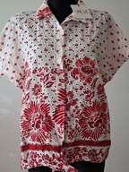 BLUZKA W kwiaty RÓŻOWO-BIAŁA BIAŁO-RÓŻOWA WYGODNA KOBIECA DELIKATNA koronka