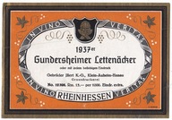 STARA ETYKIETA Z BUTELKI WINA GUNDERSHEIMER LETTENACKER WINO REŃSKIE 1937