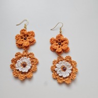 Kolczyki rękodzieło na szydełku kwiatki