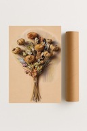 Plakat bez ramy 30x40cm Bukiet suszonych kwiatów na beżowym tle Boho Hit