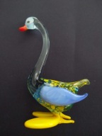 Piękny szklany łabędź, w stylu murano + uran? 9cm (A27)