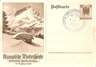 TRZECIA RZESZA -karta -olimpiada zimowa 1936 rok -stempel Garmisch-Partenki