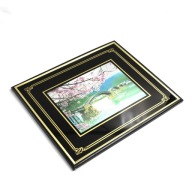 Obraz Vintage 80s Japonia Most Kintai Kwitnąca Wiśnia Druk Retro 31x26