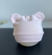 Bawełniane czapeczki z uszkami dla noworodków pudrowy