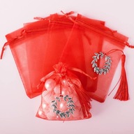 Woreczki Opakowania na prezenty upominkowe 10x10cm Kolor czerwony 30szt