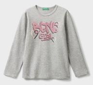 BENETTON koszulka z brokatowym napisem