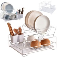 OCIEKACZ SUSZARKA DO NACZYŃ DWUPOZIOMOWA STOJĄCA BIAŁA Z TACKĄ BIAŁA