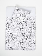 Komplet Pościeli 160x200 cm biały nadruk 100% bawełna + 70x80 cm